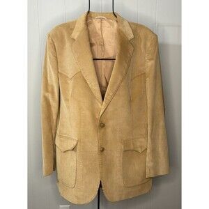 Vintage Wrangler‎ Mens Sport Coat Jacket 44L Tan Brown Corduroy Western Tailored
